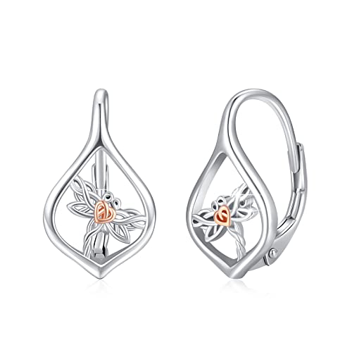 Libelle Ohrringe 925 Sterling Silber Libelle Leverback Ohrringe Tier Creolen Ohrringe Schmuck für Frauen Mutter Tochter von OHAYOO