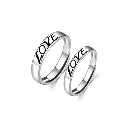 Ringe Für Paare mit Love 925 Sterling Silber Partnerringe Verlobungsring Paar Ringe Verstellbare Partner Ringe Geschenk Für Sie Und Ihn Valentinstag Hochzeitstag Verlobung Geburtstags von OHAYOO