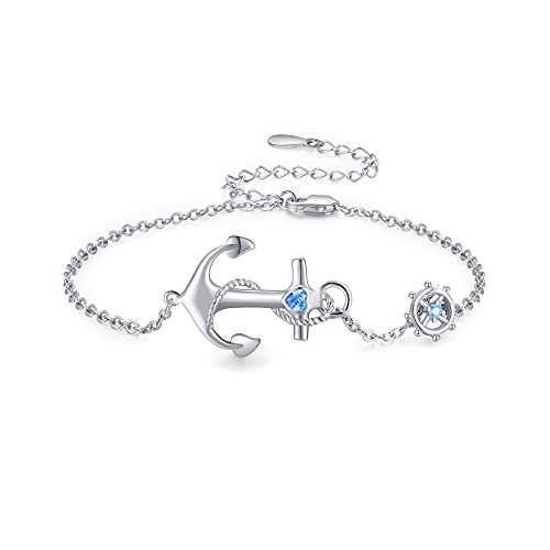 OHAYOO Anker Fußkettchen 925 Sterling Silber Anker Fußkettchen Nautisches Fußkettchen Seemann Schmuck Anker Schmuck Fußschmuck Geschenk für die beste Freundin der Frau von OHAYOO
