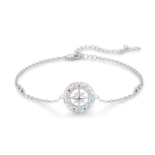 OHAYOO Chakra Schmuck Damen 925 Sterling Silber Chakra Armband 7 Chakra Armband Geschenk Geburtstag für Damen Mädchen Frauen Frau von OHAYOO