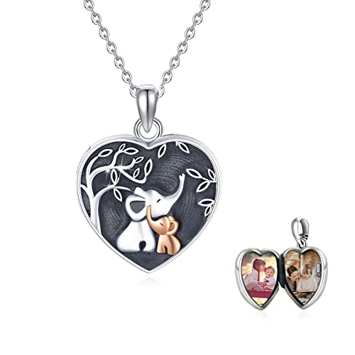 OHAYOO Elefanten Kette Kinder Silber 925 Medaillon Zum Öffnen für Bilder Tier Elefanten Personalisierte Anhänger Kette mit Bild Elefanten Schmuck Tier Geschenk für Damen Mädchen Kinder von OHAYOO