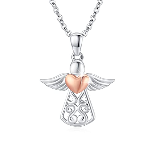 OHAYOO Engel Halskette Damen 925 Sterling Silber Damen Schutzengel Halskette Schutzengel Anhänger Halskette für Frauen Engel Kette Engel Flügel Schmuck Geschenke für Frauen Mädchen von OHAYOO