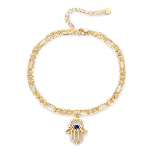 OHAYOO Fatima Armband Damen 14K Gold Plated 925 Sterling Silber Vergoldet Liebeskind Goldenes Schmuck für Frauen Mädchen Tochter Mutter OHAYOO Fatima Armband Damen 14K Gold Plated 925 Sterling Silber Vergoldet Liebeskind Goldenes Schmuck für Frauen Mädchen Tochter Mutter von OHAYOO