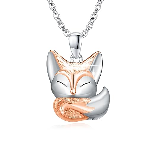 OHAYOO Fuchs Kette 925 Sterling Silber Fuchs Tier Anhänger Halskette Mädchen Tier Schmuck Fuchs Geschenk für Unisex Mädchen Damen Teenager Frauen von OHAYOO