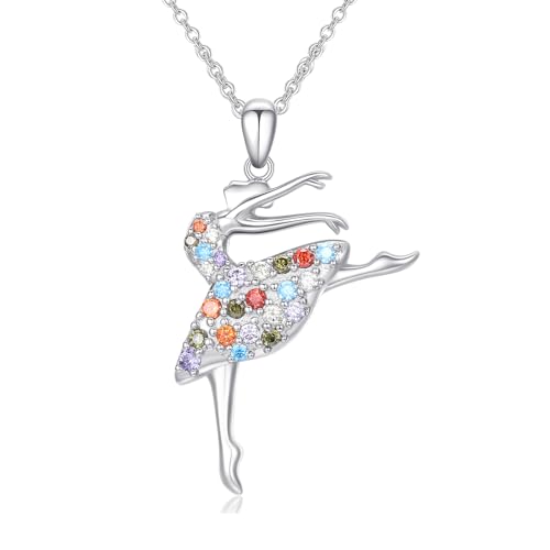 OHAYOO Ballett Kette Mädchen 925 Sterling Silber Kette Ballerina Tänzerin Kette Turnerin Halskette Ballett Anhänger Ballett Schmuck Geschenk für Turnen Mädchen(Ballett Mädchen) von OHAYOO