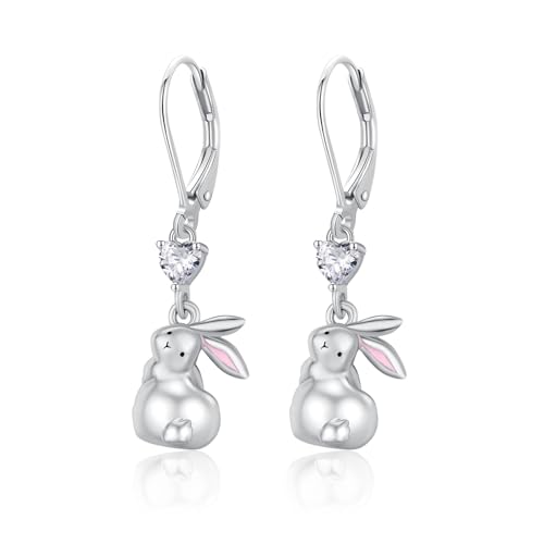 OHAYOO Hasen Ohrringe Kinder 925 Sterling Silber Ohrringe Hase Tier Ohrringe Ostern Tier Schmuck Geschenke für Mädchen Kinder von OHAYOO