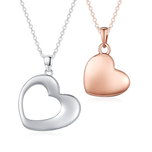 OHAYOO Herz Mutter Tochter Kette 2 Stück 925 Sterling Silber Herz Herzkette für Mutter Tochter Schmuck Geschenk Für Mutter Tochter Muttertag mit Geschenkbox von OHAYOO