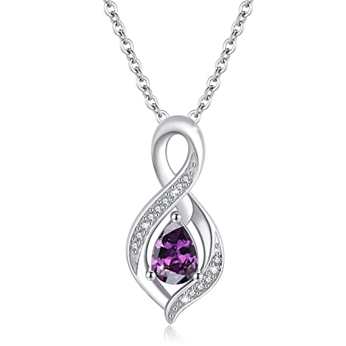 OHAYOO Infinity Kette Damen 925 Sterling Silber Februar Geburtsstein Kette Unendlichkeit Kette Geburtsstein Schmuck Geschenke für Damen Mama OHAYOO Infinity Kette Damen 925 Sterling Silber Februar Geburtsstein Kette Unendlichkeit Kette Geburtsstein Schmuck Geschenke für Damen Mama von OHAYOO