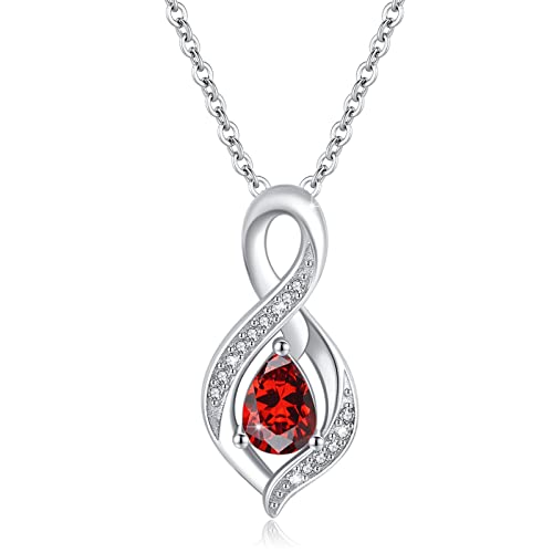 OHAYOO Infinity Kette Damen 925 Sterling Silber Januar Geburtsstein Kette Unendlichkeit Kette Geburtsstein Schmuck Geschenke für Damen Mama von OHAYOO