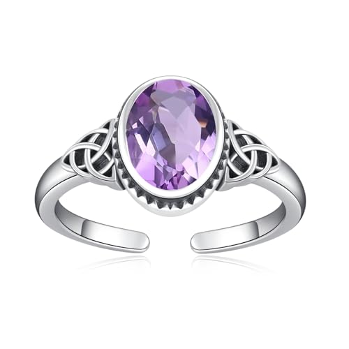 OHAYOO Keltische Ring 925 Silber Damen Verstellbar Vintage Ringe mit Juni Stein Edelstein Schmuck für Damen Frauen Mutter von OHAYOO