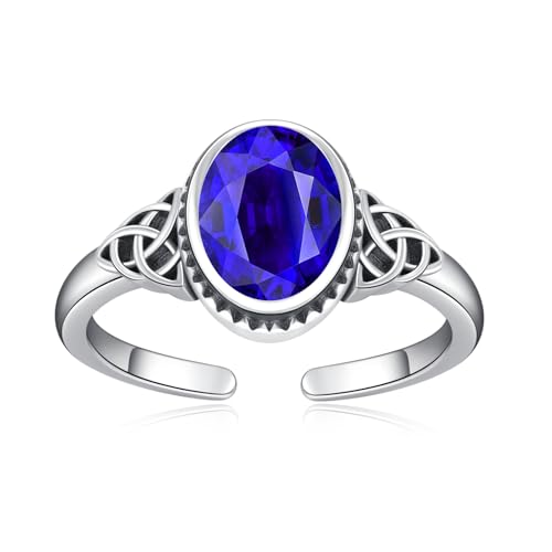 OHAYOO Keltische Ring 925 Silber Damen Verstellbar Vintage Ringe mit September Stein Edelstein Schmuck für Damen Frauen Mutter OHAYOO Keltische Ring 925 Silber Damen Verstellbar Vintage Ringe mit September Stein Edelstein Schmuck für Damen Frauen Mutter von OHAYOO