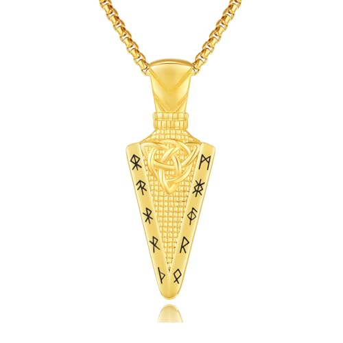 OHAYOO Keltischer Knoten Pfeil Kette für Herren 925 Silber Schwarzgold/Dunkle Oxidation/Gold Wikinger Halskette Pfeil Amulett Anhänger Personalisierter Schmuck Geburtstag Geschenk für Herren (Gold) OHAYOO Keltischer Knoten Pfeil Kette für Herren 925 Silber Schwarzgold/Dunkle Oxidation/Gold Wikinger Halskette Pfeil Amulett Anhänger Personalisierter Schmuck Geburtstag Geschenk für Herren (Gold) von OHAYOO