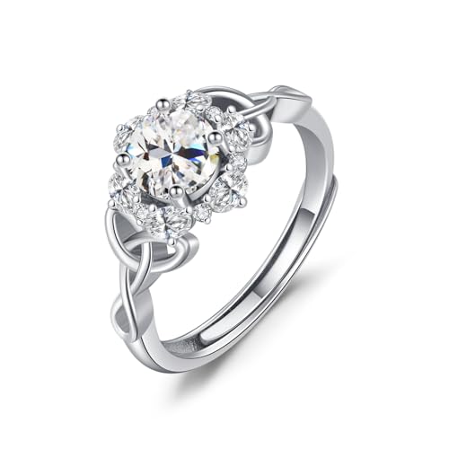 OHAYOO Keltischer Ring Damen 925 Sterling Silber Frauen April Geburtsstein Ringe Verstellbar Zirkonia Schmuck für Damen Mädchen Freundin Mama Tochter OHAYOO Keltischer Ring Damen 925 Sterling Silber Frauen April Geburtsstein Ringe Verstellbar Zirkonia Schmuck für Damen Mädchen Freundin Mama Tochter von OHAYOO