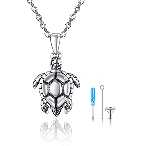 OHAYOO Tier Urne Halskette für menschliche Asche 925 Sterling Silber Schildkröte Anhänger Kette Schildkröte urnenketten für asche andenken an verstorbene Schmuck Geschenk für Frauen Herren von OHAYOO