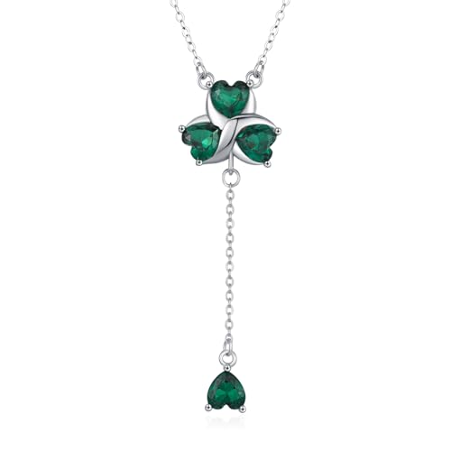 Kleeblatt Kette Damen 925 Sterling Silber Kleeblatt Anhänger Halskette mit Herz Zirkonia Glücksbringer Kleeblatt Schmuck Geschenke für Damen Mama von OHAYOO