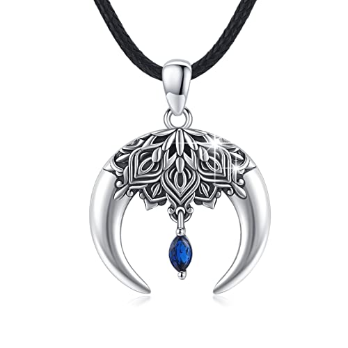 OHAYOO Lotus Halskette 925 Sterling Silber Lotusblüte Pendant Kette Oxidation Lotusblume Schmuck Wikinger Anhänger mit Halskette für Frauen Männer Damen Mädchen von OHAYOO