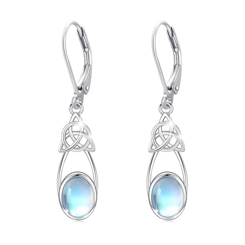 OHAYOO Mondstein Ohrringe Silber 925 Keltischer Knoten Ohrringe Wassertropfen Ohrringe Mondstein Keltischer Schmuck Mondstein Geschenke für Unisex Damen Herren Mädchen Teenager von OHAYOO