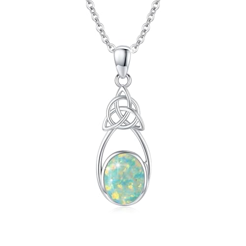 OHAYOO Opal Kette 925 Sterling Silber Keltischer Grün Opal Anhänger Kette Keltischer Schmuck für Damen Mädchen Mutter OHAYOO Opal Kette 925 Sterling Silber Keltischer Grün Opal Anhänger Kette Keltischer Schmuck für Damen Mädchen Mutter von OHAYOO