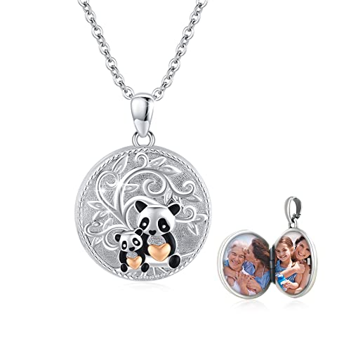 OHAYOO Panda Medaillon Zum öffnen Für Bilder Kinder 925 Sterling Silber Panda Amulette Zum öffnen Tier Schmuck Panda Geschenke Für Mädchen Kinder von OHAYOO