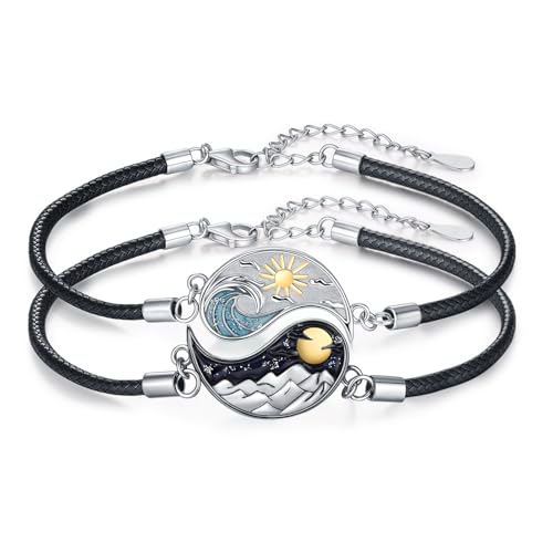 OHAYOO Yin Yang Partnerarmbänder aus 925 Sterling Silber – Symbol für ewige Verbindung | Matching Armbänder für Paare & beste Freunde von OHAYOO