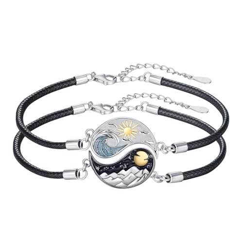 OHAYOO Yin Yang Partnerarmbänder aus 925 Sterling Silber – Symbol für ewige Verbindung | Matching Armbänder für Paare & beste Freunde von OHAYOO