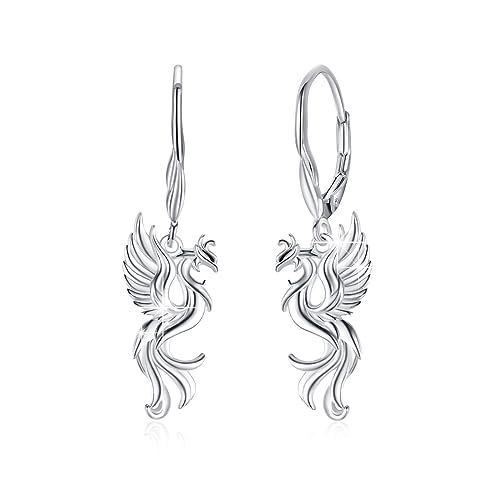 OHAYOO Phönix Ohrringe 925 Sterling Silber Rising Phoenix Baumelnde Ohrring Phönix Anhänger Ohrringe Damen Ohrringe Tier Schmuck Geschenke für Frauen Mädchen (Phoenix 2) von OHAYOO