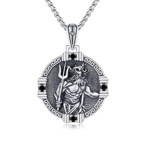 Poseidon Dreizack kette Sterling Silber Dreizack Von Poseidon Anhänger Amulett Poseidon Aquaman Anhänger Vintage Halskette Nordische Mythologie Wikinger Schmuck Geschenke für Herren (Poseidon #2) von OHAYOO