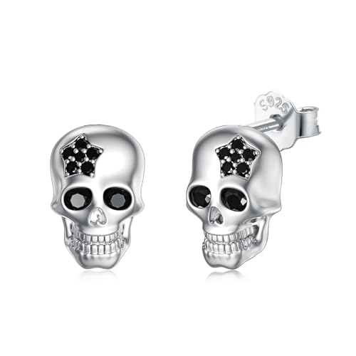 Totenkopf Ohrringe Silber 925 Totenkopf Geschenke Totenkopf Ohrstecker Halloween Ohrringe Gothic Ohrringe Geschenke für Unisex Damen Mädchen Teenager Frauen von OHAYOO