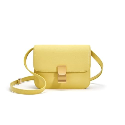 Damen Leder Kleine Quadratische Tasche Metall Mode Casual Schulter Umhängetaschen,Gelb von OHERUWKLS