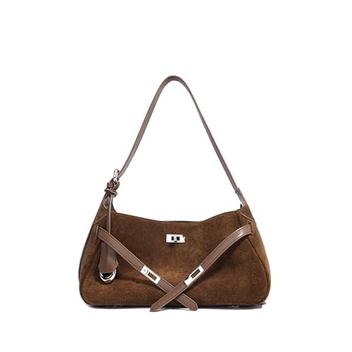OHERUWKLS Damen Wildleder Umhängetasche Y2K Crossbody Mode Herbst Und Winter Mit Reißverschluss Geldbörse,Braun von OHERUWKLS