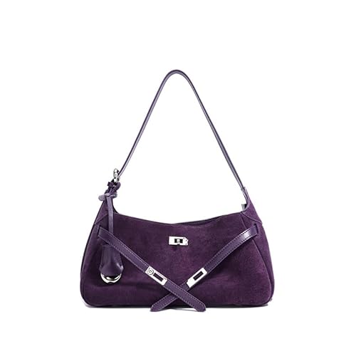 OHERUWKLS Damen Wildleder Umhängetasche Y2K Crossbody Mode Herbst Und Winter Mit Reißverschluss Geldbörse,Lila von OHERUWKLS