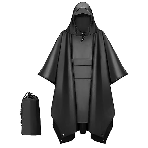 OHHXGK Wasserdicht Regenponcho Damen/Herren Leicht Wiederverwendbar Regencape 3 in 1 Multifunktional Regenmantel Regenschutz Regen Poncho für Fahrrad, Jagd, Trekking, Camping, Angeln von OHHXGK