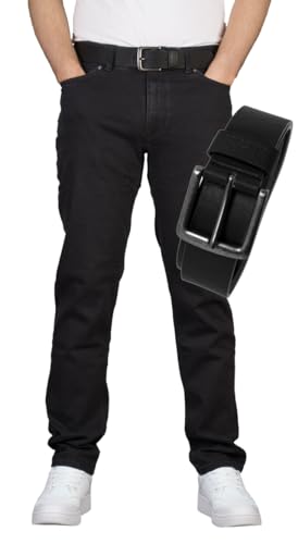 Lee Herren Jeans Straight Fit MVP Black, W36/L34 inkl. Gürtel von OHN24