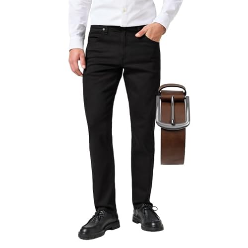 OHN24 Bundle Wrangler Greensboro Herren Jeans Stretch Stretchjeans inkl. Gürtel (Deep Ink + Brauner Gürtel, W38/L30) von OHN24