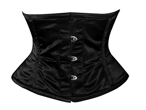 OHO Damen Stahlstäbchen Unterbrust Satin Baumwolle PVC Gothic Taille Cincher Shaper Schnürung Korsett Gürtel 8079, satinschwarz, 38 von OHO