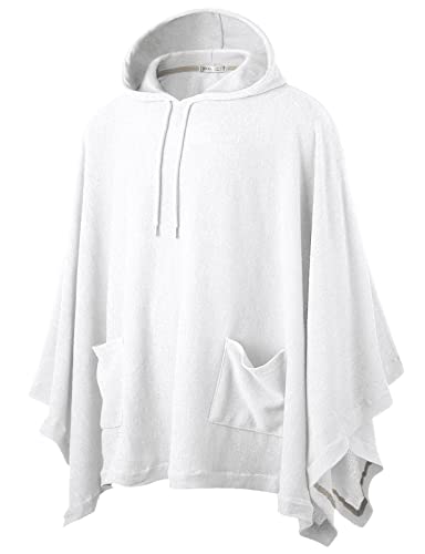 Ohoo Herren Kapuzenponcho Cape Umhang Mode Hoodie Pullover mit Tasche, Dcf702-weiß, X-Large von OHOO