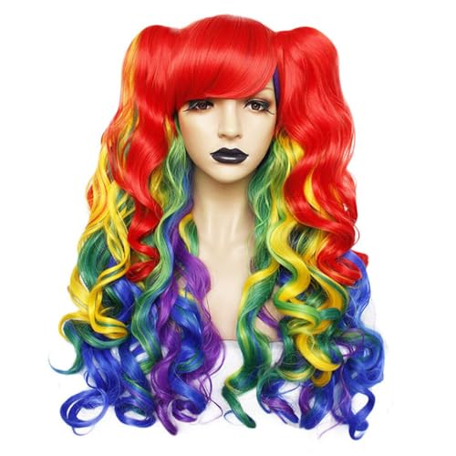 Cosplay Doppel Pferdeschwänze Lange Lockige Synthetische Haar Anime Cosplay Perücke Synthetische Perücken Mädchen Frauen Männer Perücken von OHORTLNB