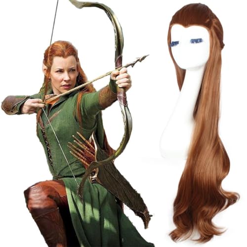 Hobbit Tauriels Langes lockiges Kunsthaar Anime Cosplay Perücke Synthetische Perücken Mädchen Frauen Männer Perücken von OHORTLNB