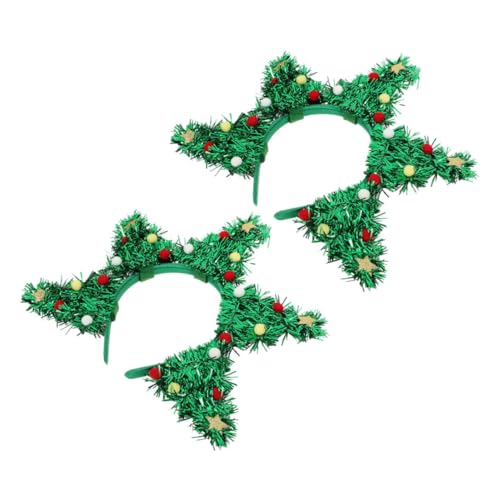 OHPHCALL 2stücke Weihnachtsbaum Haarband Mit Glitzer Und Haarball Für Festliche Anlässe Für Frauen Und Weihnachtskostüm Accessoires Für Partys Und Feiern von OHPHCALL
