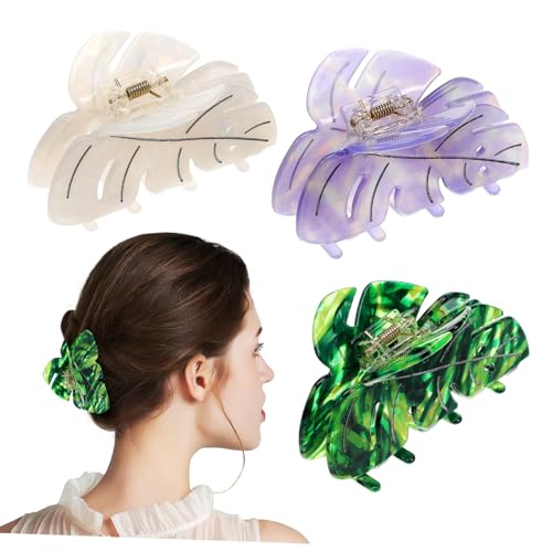 OHPHCALL 3stücke Haarklammer Aus Acetat Haarklammern Für Dickes Haar Damen Haarspange Blattclips Vielseitig Kombinierbar Sicherer Halt Für Haare von OHPHCALL