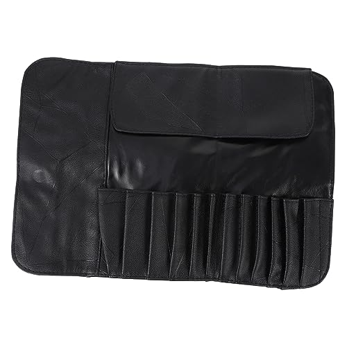 OHPHCALL Kosmetiktasche Für Pinsel Organizer Mit Elastischen Taschen Tragbare Reise-rolltasche Aus Schwarzem Kunstleder Für Beauty-utensilien Zu Hause Und Unterwegs von OHPHCALL