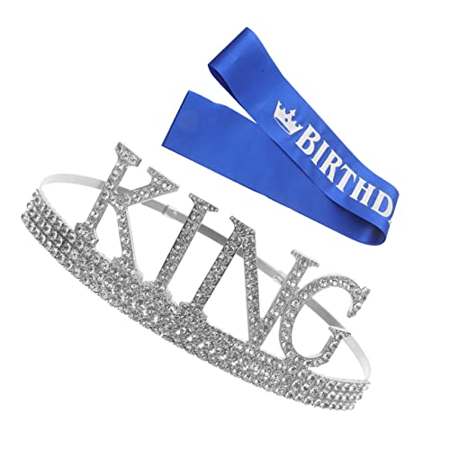 OHPHCALL 1satz Königskrone Mit Schärpe Und Strasssteinen Für Geburtstagsfeiern Elegantes Kostümzubehör Für Männer Dekoration Für Partys Und Bühnenauftritte von OHPHCALL