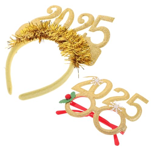 OHPHCALL 1satz Neujahrs Haarreif Mit Glitzerstern Festliches Stirnband Für Erwachsene Accessoire Für Silvesterpartys Fotorequisiten Und Feiern Inklusive Brille von OHPHCALL
