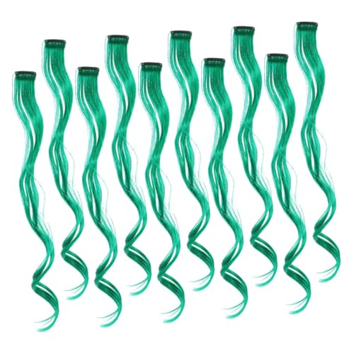OHPHCALL 10stücke Grüne Haarverlängerungen Für Damen Dekorative Haarverlängerungen Haarteil Für Mädchen Mit Lockigem Design Farbig von OHPHCALL