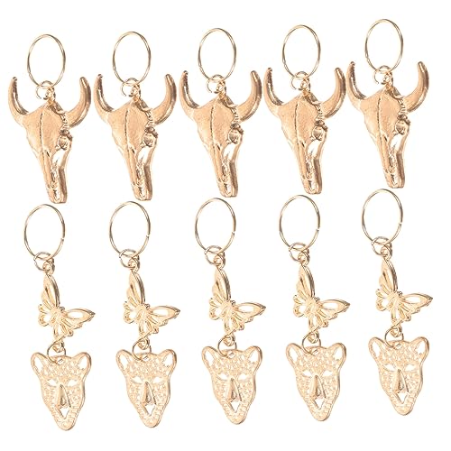 OHPHCALL 10stücke Leopardenkopf Haarschmuck Zopf-charms Dreadlock-anhänger Flechtschmuck Für Haare Accessoires Für Zöpfe Und Dreadlocks von OHPHCALL
