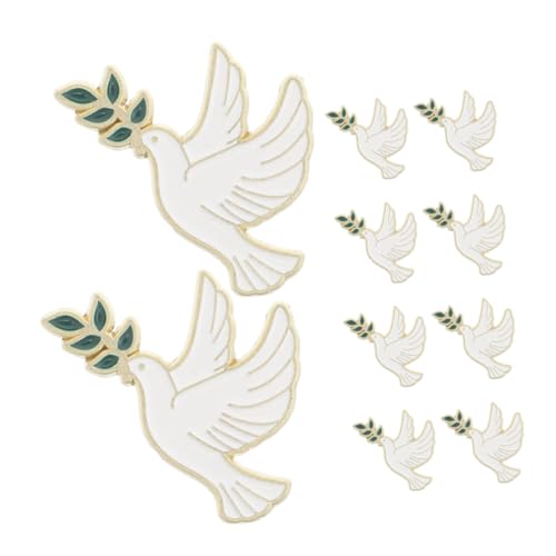 OHPHCALL 10 Stück Friedensdove Broschen aus Metall Tauben Anstecker mit Olivenzweig Vintage Anstecknadeln für Kleidung Jacken und Festliche Accessoires Stilvolles für Friedensliebhaber von OHPHCALL
