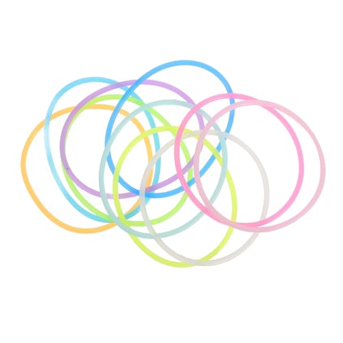 OHPHCALL 10 Stück Teiliges Silikonarmbänder in Farben Leuchtende Jelly Bracelets mit Nachtleuchteffekt Vielseitige Silikon handgelenkbänder als Haarbinder für Sport Festivals und Partys von OHPHCALL