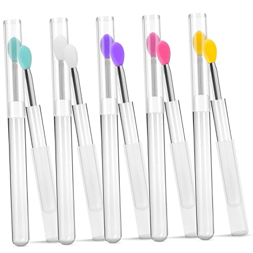 OHPHCALL 10stücke Silikon Lippenpinsel Mit Transparentem Griff Und Abdeckung Für Lippenstift Lipgloss Lippenbalsam Lidschatten von OHPHCALL