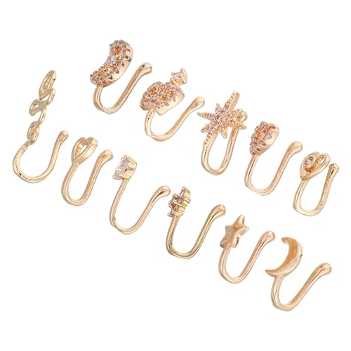 OHPHCALL 11 Stück Teiliges Fake Nose Kupfer Zirkon U-form Nasenring Hoops Leicht Hautfreundlich Ohne Piercing Damen Herren Schmuck von OHPHCALL