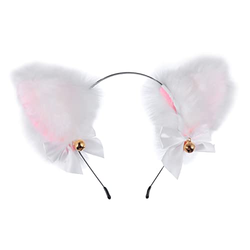 OHPHCALL Plüsch Katzenohren Haarband Für Cosplay Flauschige Kopfbedeckung Mit Glöckchen Einheitsgröße Für Damen Und Mädchen Für Karneval Und Mottopartys Zubehör Für Halloween Und von OHPHCALL